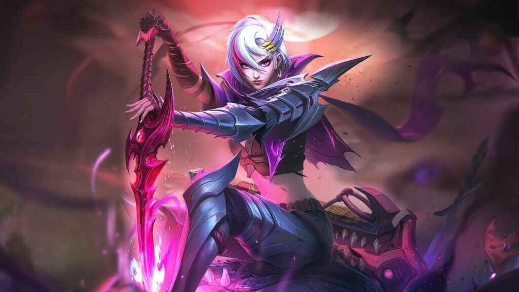 Benedetta, hero assassin Mobile Legends dengan kemampuan lincah dan burst damage tinggi, siap menguasai Land of Dawn dengan skill mematikannya