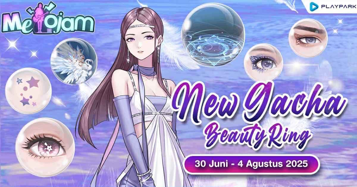 Fashion UR Goose Feather dan Purple White Max di Melojam dengan efek animasi kilauan, menampilkan karakter elegan dan eksklusif di event Beauty Ring terbaru.