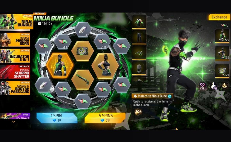 Bundle Malachite Ninja Free Fire
