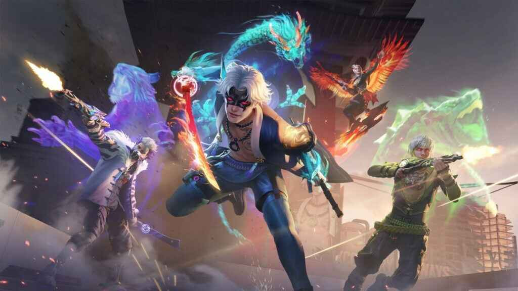 Artificial Bundle Free Fire dengan desain futuristik dan efek visual neon yang mencolok, menampilkan karakter memakai kostum eksklusif robotik.