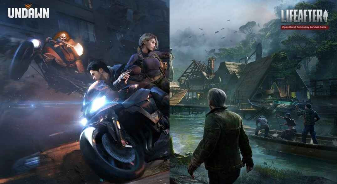Perbandingan tampilan visual Undawn dan Life After dalam game survival open-world bertema zombie pasca-apokaliptik.