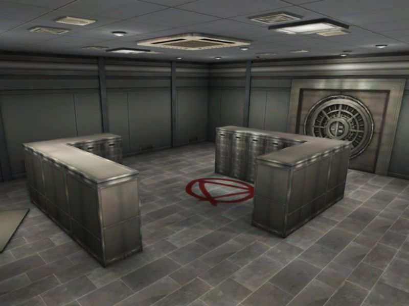 Tampilan overview map Bank Hall Point Blank dengan desain interior gedung bank dan jalur sempit yang menantang strategi pemain.
