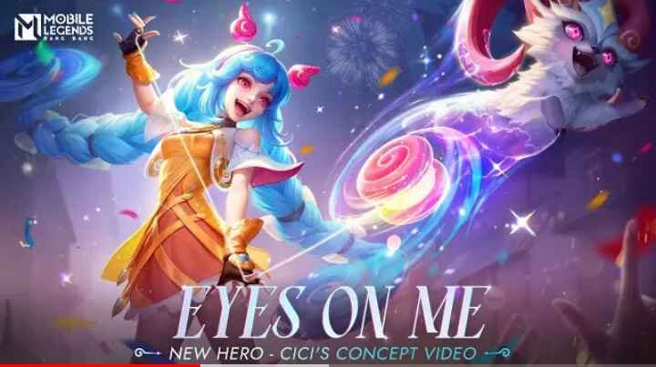 Ilustrasi hero Cici Mobile Legends sedang menggunakan skill ultimate dalam teamfight, menampilkan efek area damage dan shield saat pertarungan di Land of Dawn.