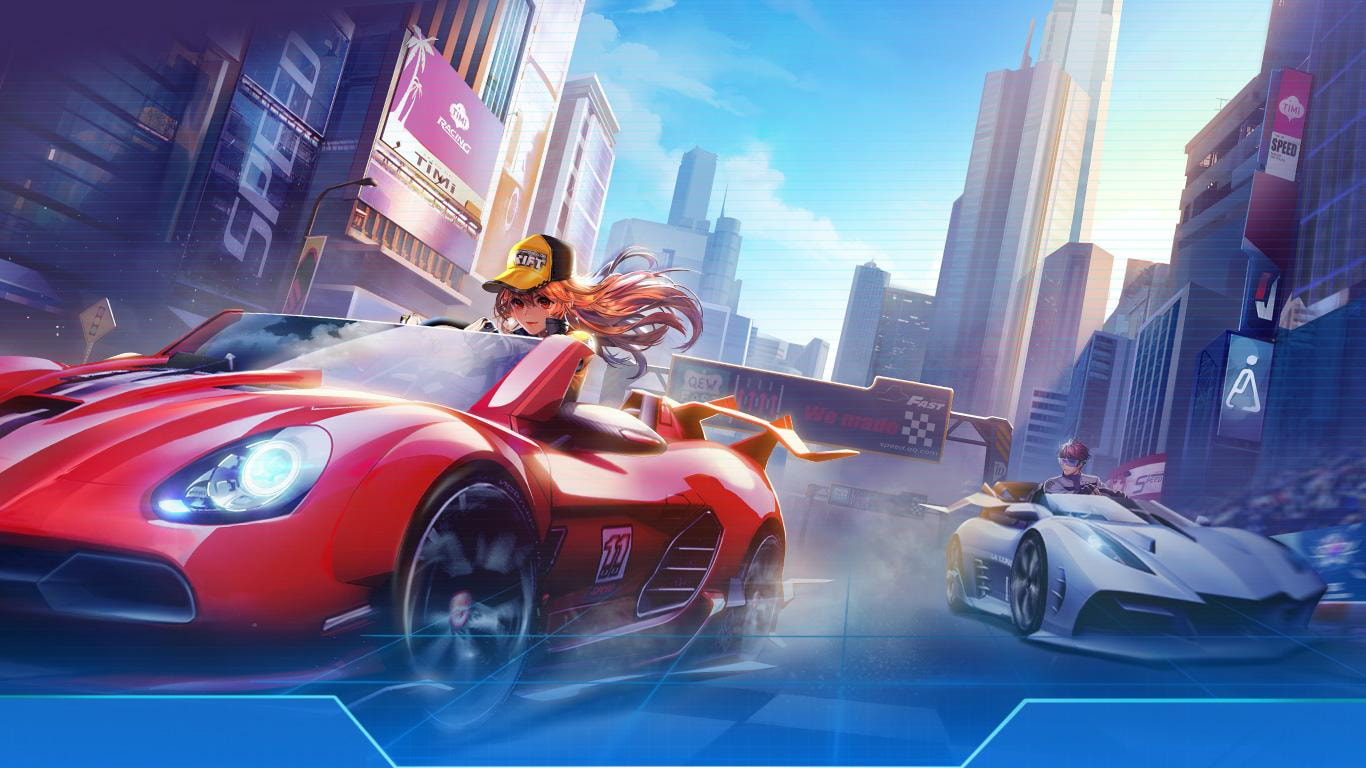 Gameplay Speed Drifters dari Garena dengan grafis 3D dan fitur drifting, menampilkan avatar pemain dan mobil balap di lintasan