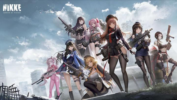 Karakter Nikke sedang bertempur melawan musuh di game Goddess of Victory: Nikke dengan latar belakang dunia post-apocalyptic yang menegangkan, menampilkan desain anime dan aksi seru.