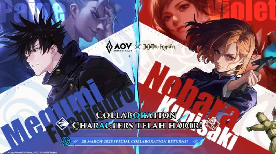 Sima Yi dan Lady Sun dengan skin eksklusif Megumi Fushiguro dan Nobara Kugisaki dari kolaborasi Jujutsu Kaisen Part 2 di Arena of Valor