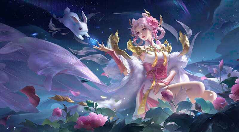 Lady Zhen Honor of Kings sedang menggunakan skill ultimate Phoenix’s Flame di tengah pertempuran besar dengan latar medan perang bergaya Tiongkok klasik