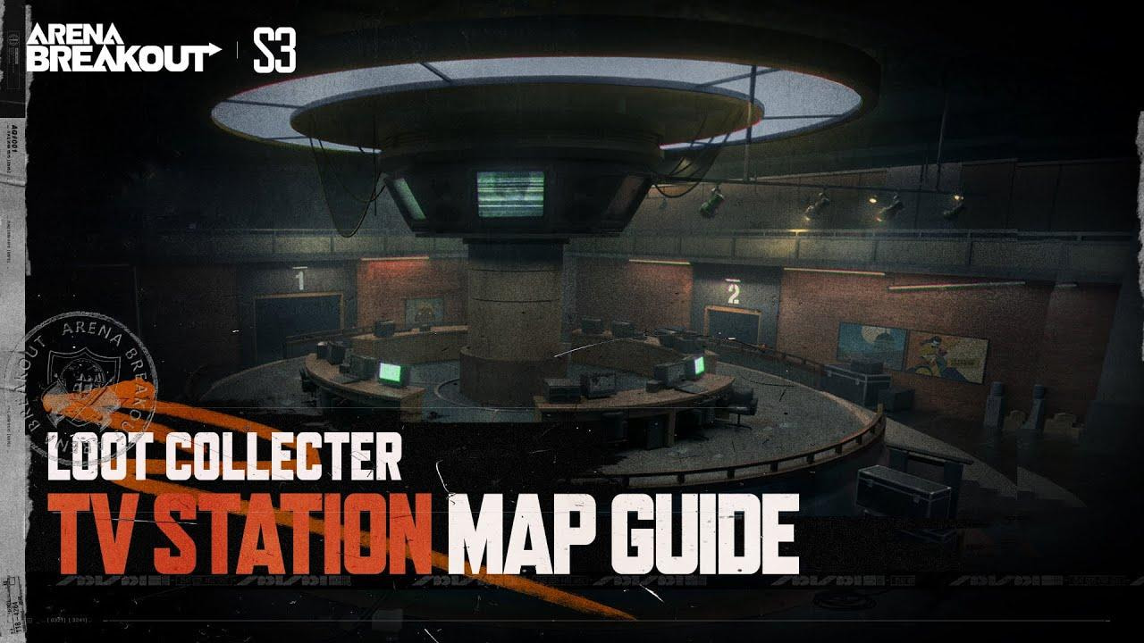 Peta TV Station Arena Breakout dengan detail lokasi loot, spawn point, boss, dan titik ekstraksi untuk panduan strategi pemain.