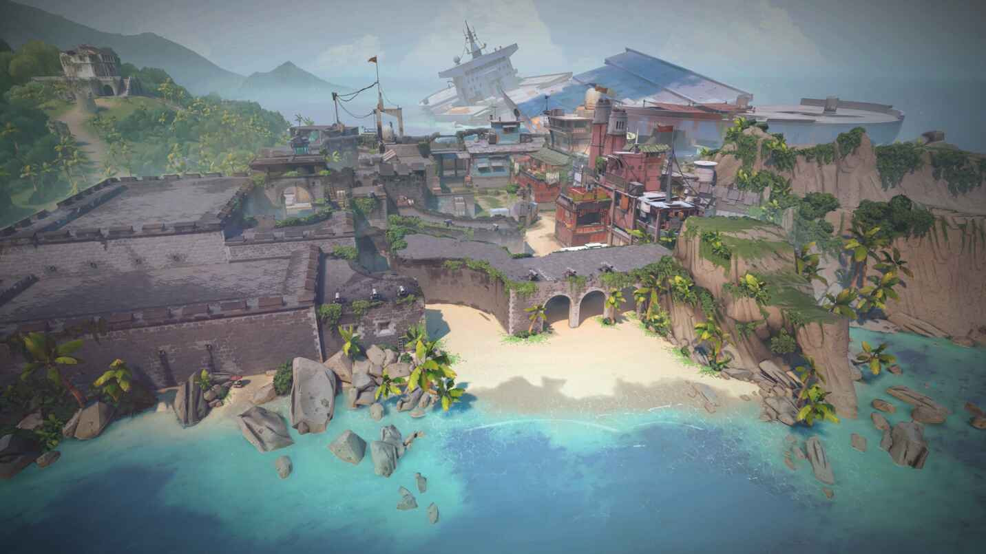 Tampilan map Breeze di Valorant dengan area A Site, B Site, dan Mid lengkap — panduan taktis untuk menguasai map terbesar dalam game.
