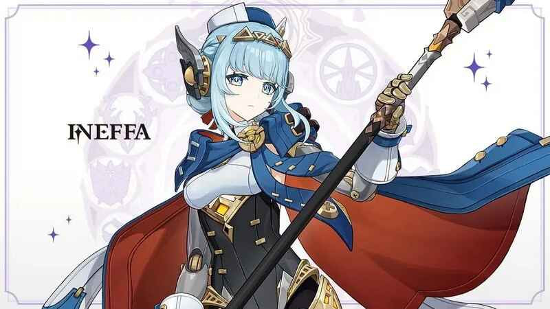 Ilustrasi resmi Ineffa Genshin Impact 5.8 — karakter Dendro Catalyst misterius dari Fontaine dengan desain elegan dan nuansa klasik yang memikat.