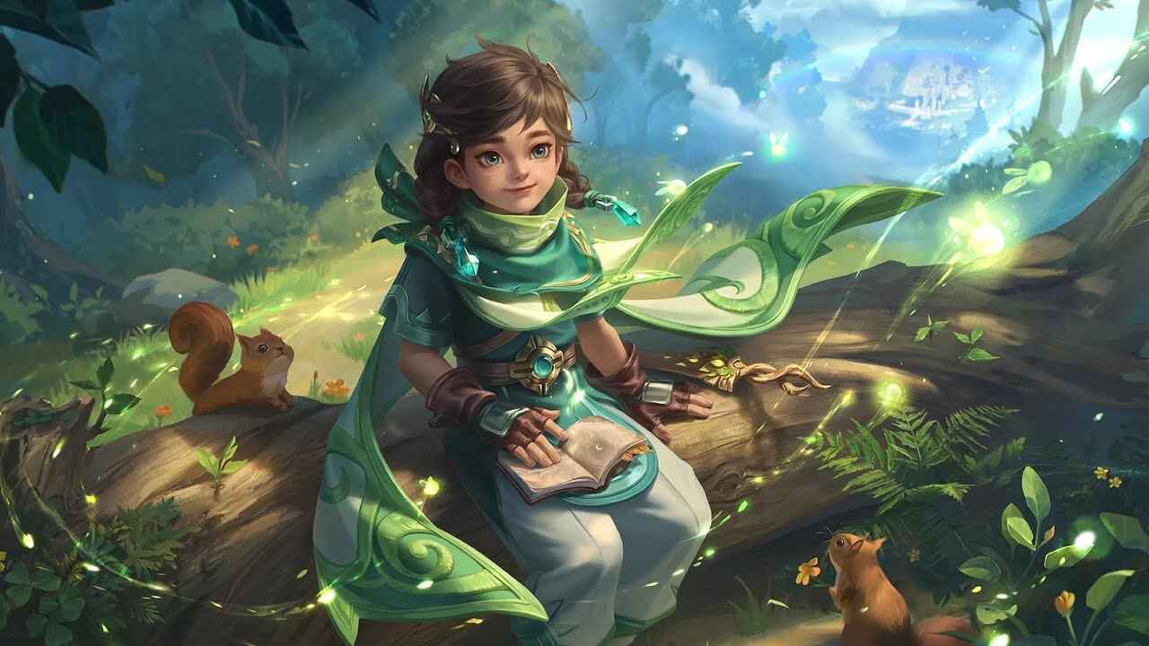 Hero Sakeer di Honor of Kings, support mage dengan kemampuan terbang, menciptakan semak-semak, serta memberikan healing dan buff untuk tim.