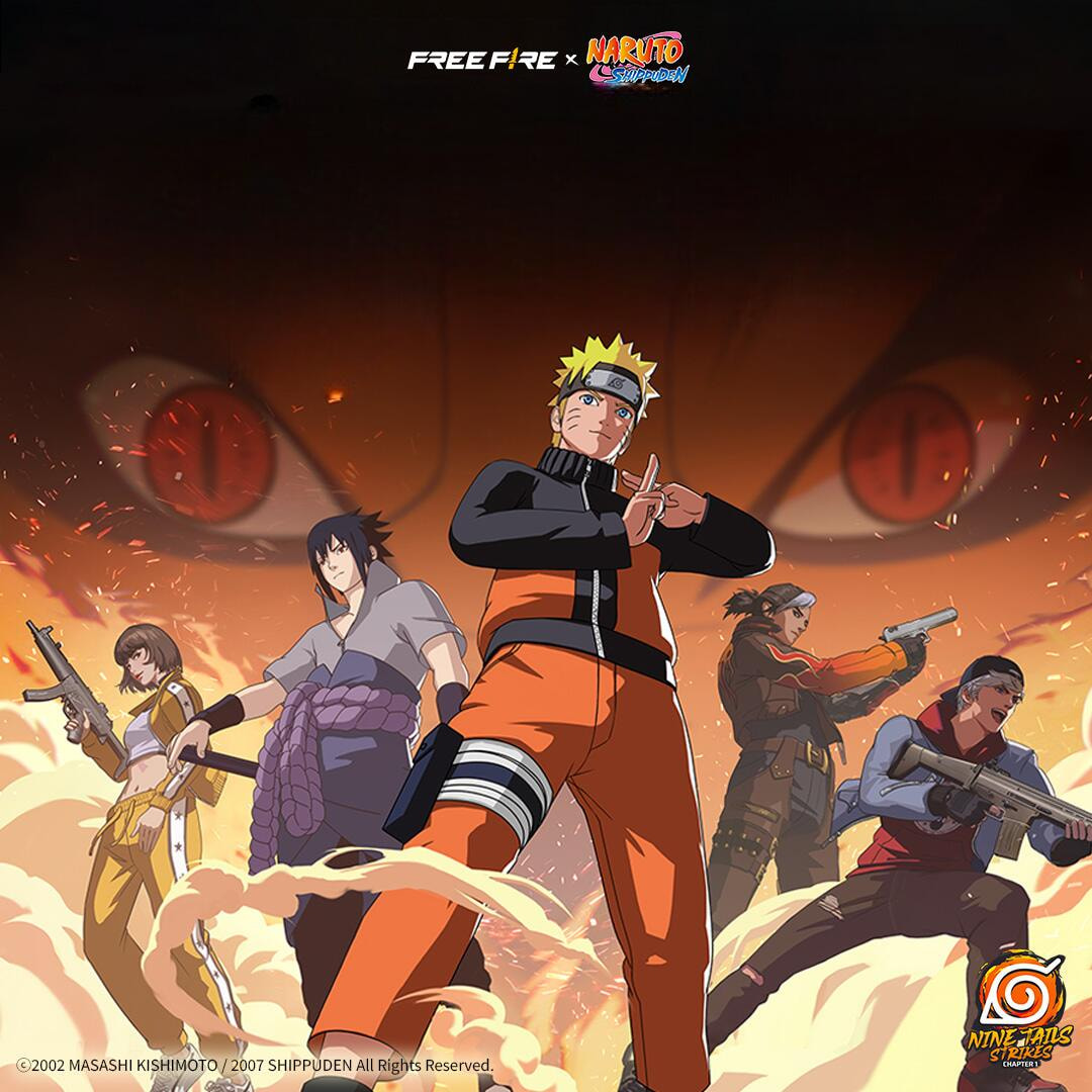 Kolaborasi Free Fire x Naruto Shippuden dengan gameplay baru, bundle karakter Naruto, dan fitur ikonik seperti Kyuubi dan Edo Tensei.