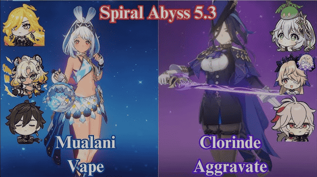 clorinde dan Mualani dari Genshin Impact versi 5.3