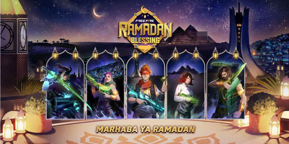 Gambar Ramadan Special Box Free Fire dengan tema Ramadhan, menampilkan kotak hadiah berisi skin senjata dan item eksklusif dari event spesial Garena.
