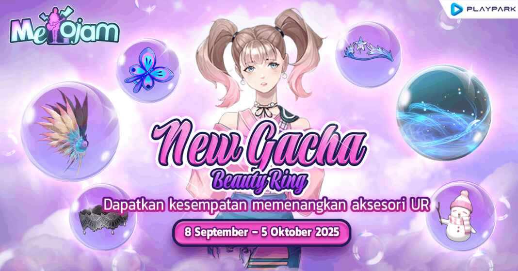 Karakter Melojam menggunakan Space Color Wings dengan efek cahaya futuristik bernuansa biru dan ungu