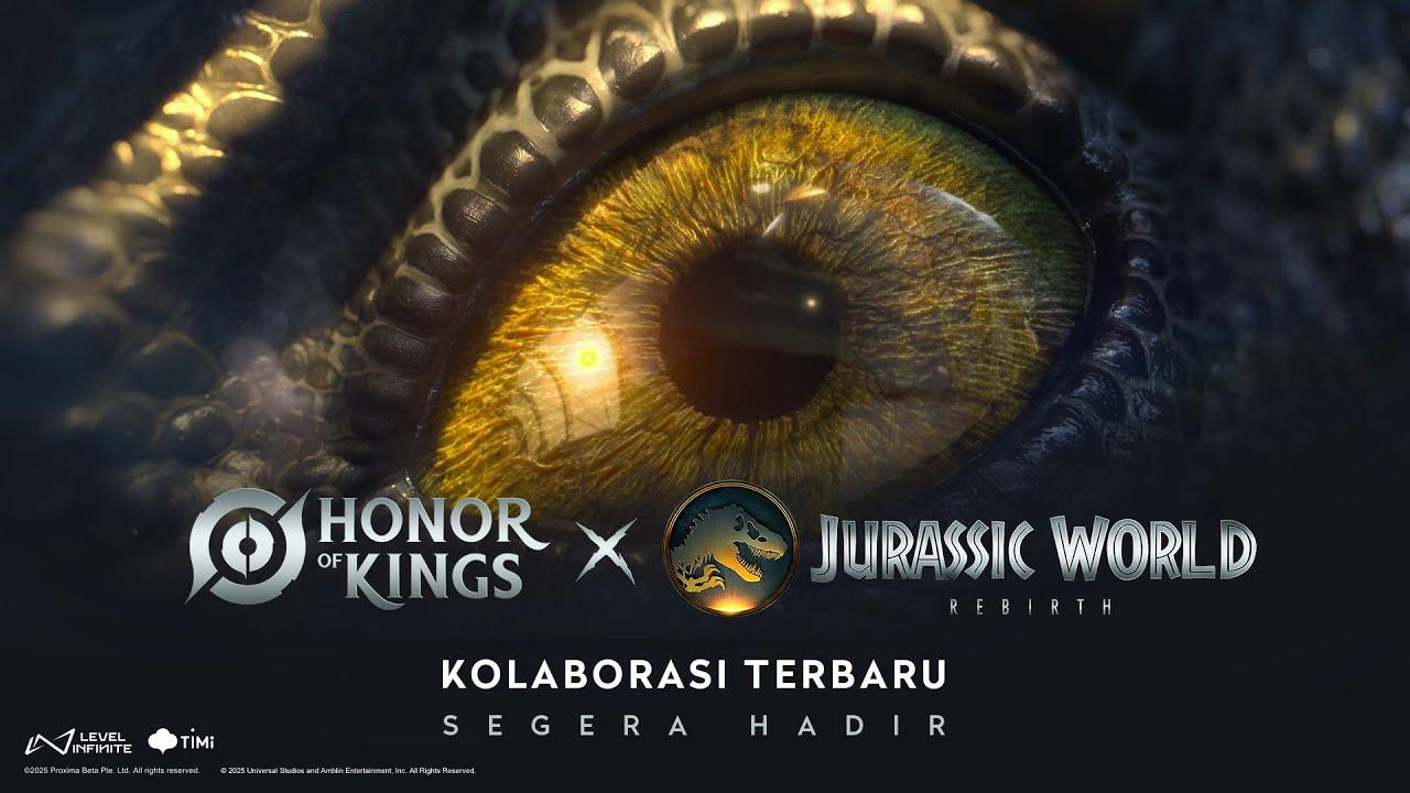 Kolaborasi Honor of Kings dengan Jurassic World Rebirth menampilkan hero dengan skin dinosaurus dan map bertema Jurassic dalam game MOBA.