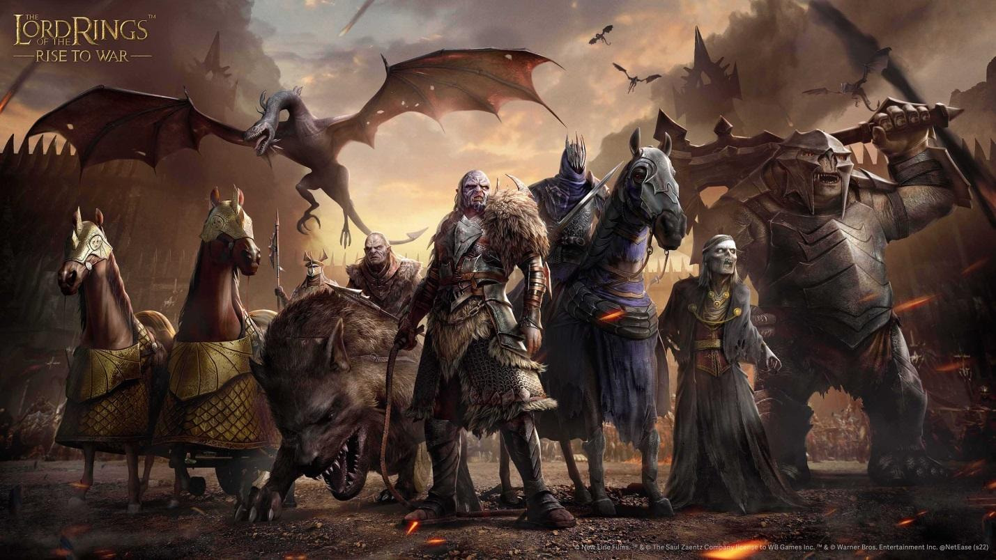 Peta Middle-earth dalam game The Lord of the Rings: Rise to War yang menampilkan wilayah faksi, kota, dan landmark ikonik seperti Mordor, Gondor, serta Dol Guldur.