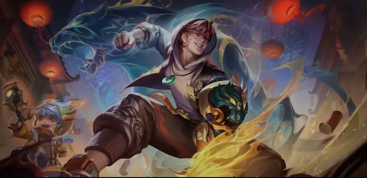 Hero Pei Raja Dua Wujud dengan dua mode manusia dan harimau di Honor of Kings, menunjukkan skill dan build terbaik untuk jungler assassin.