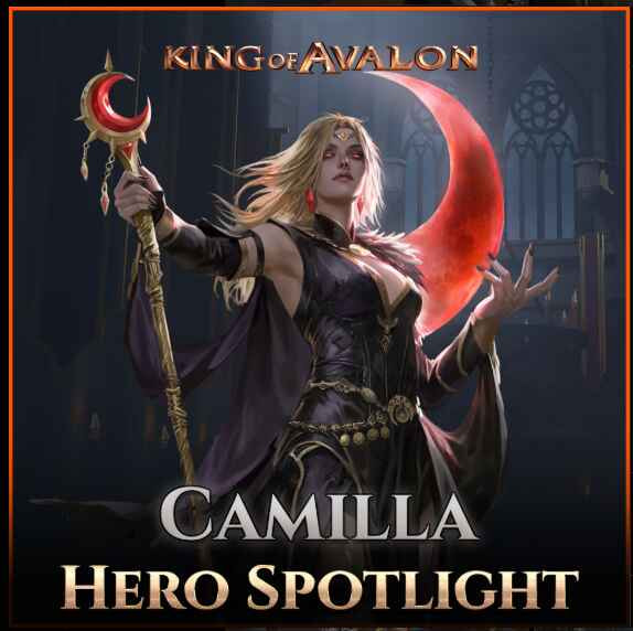 Camilla, penyihir berdarah bulan dengan kekuatan magis yang mengendalikan darah dan bulan, dalam pertempuran epik di bawah sinar Blood Moon.