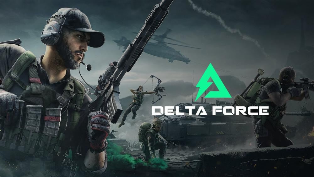 Ilustrasi gameplay Delta Force Hawk Ops menampilkan medan perang terbuka dengan operator taktis bersenjata lengkap, visual realistis, dan suasana tempur modern.