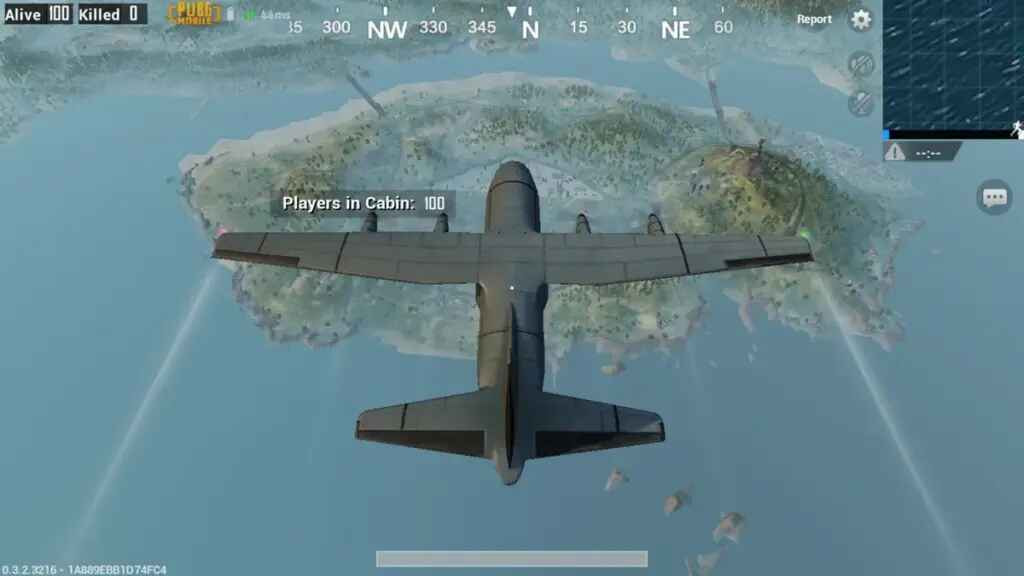 Ilustrasi pemain PUBG Mobile yang sedang mendarat dari pesawat, menunjukkan teknik lompat dan lokasi pendaratan strategis untuk menghindari knock dini.