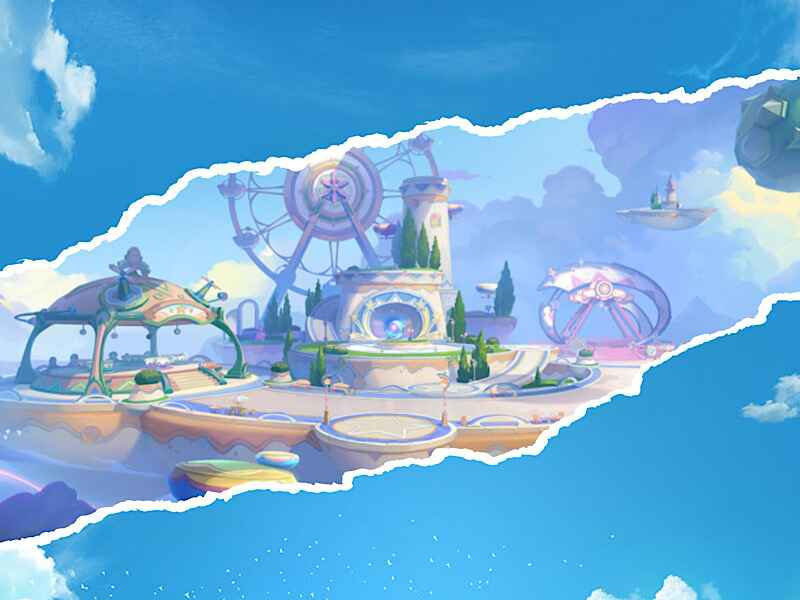 Contoh dunia buatan pemain di Mode UGC Genshin Impact dengan tema fantasy