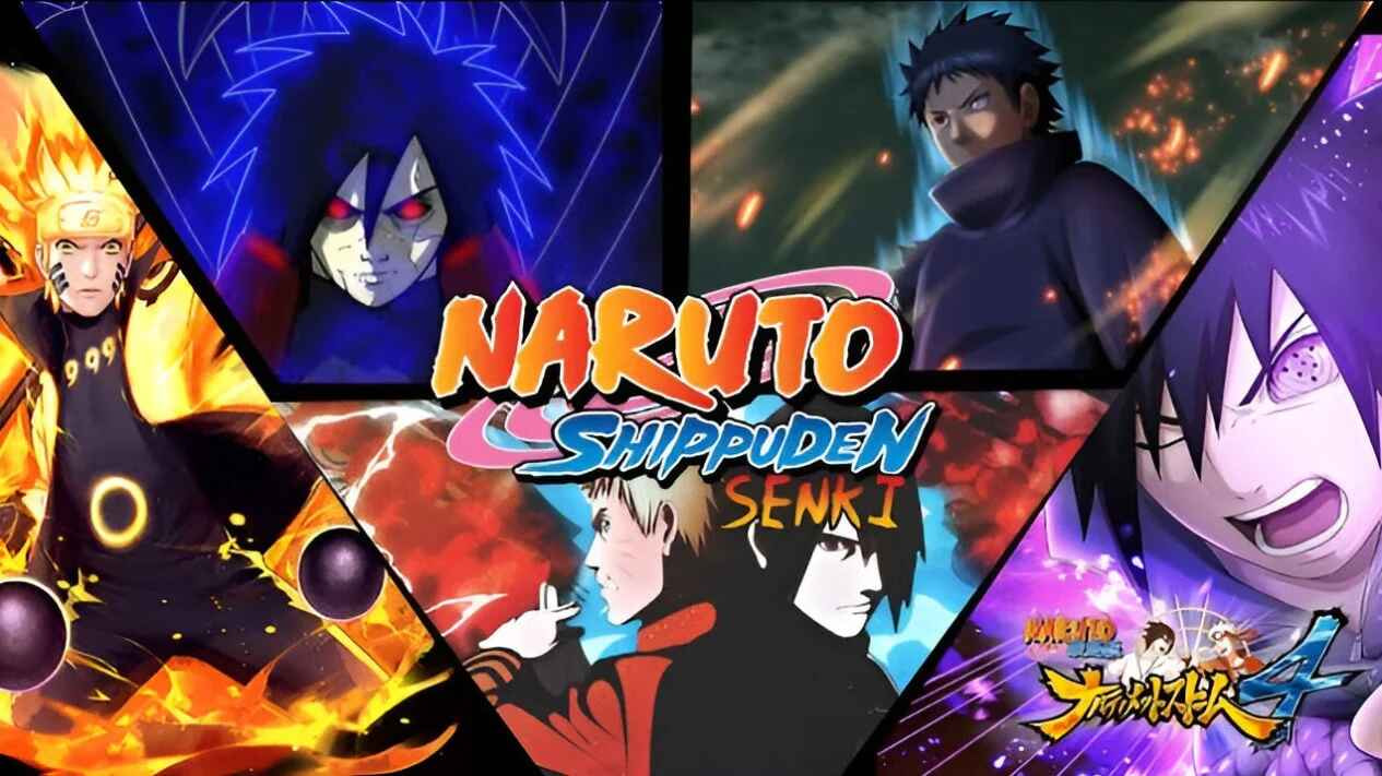 Naruto Shippuden Ultimate Battle Senki menunjukkan karakter ikonik seperti Sasuke, Naruto, dan Madara menggunakan skill ultimate seperti Kirin, Rasen-Shuriken, dan Susanoo Slash dalam pertarungan seru.