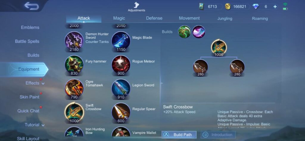 Swift Crossbow item Mobile Legends