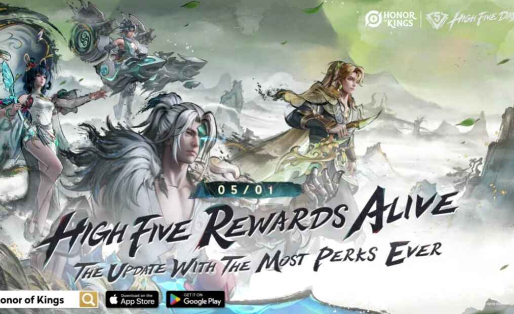 High Five Festival 2025 Honor of Kings dengan visual hero dan nuansa seni bela diri klasik