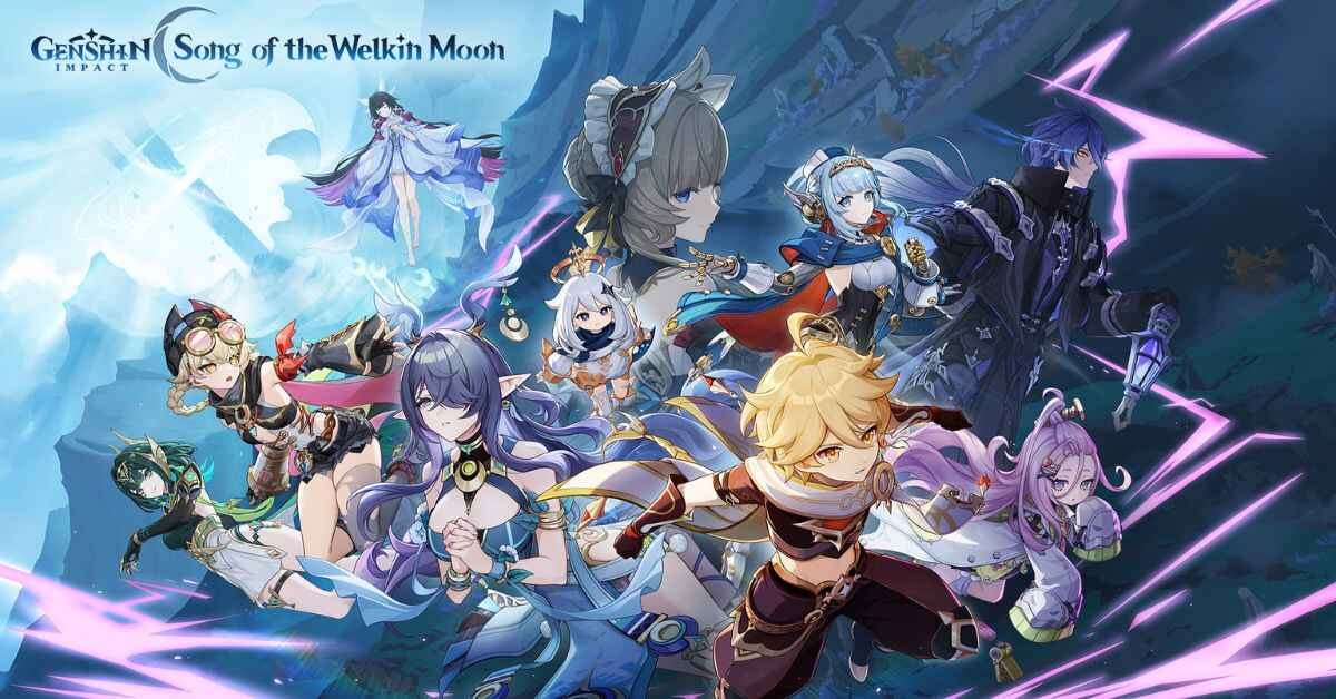 Ilustrasi wilayah Nod-Krai di Genshin Impact dengan pemandangan malam bercahaya rembulan, karakter baru, dan elemen gameplay terbaru dari update Candra I.