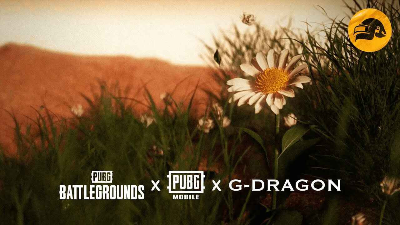 Ilustrasi karakter PUBG Mobile mengenakan skin eksklusif G-DRAGON dengan latar map bertema neon futuristik dan elemen K-Pop, mewakili kolaborasi resmi antara PUBG Mobile dan ikon global G-DRAGON.