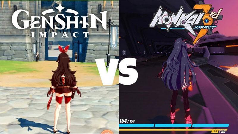 Genshin Impact dan Honkai Impact 3rd, dua game action RPG populer dari HoYoverse dengan gaya anime, menunjukkan perbedaan gameplay, grafik, dan cerita untuk pilihan gamer.