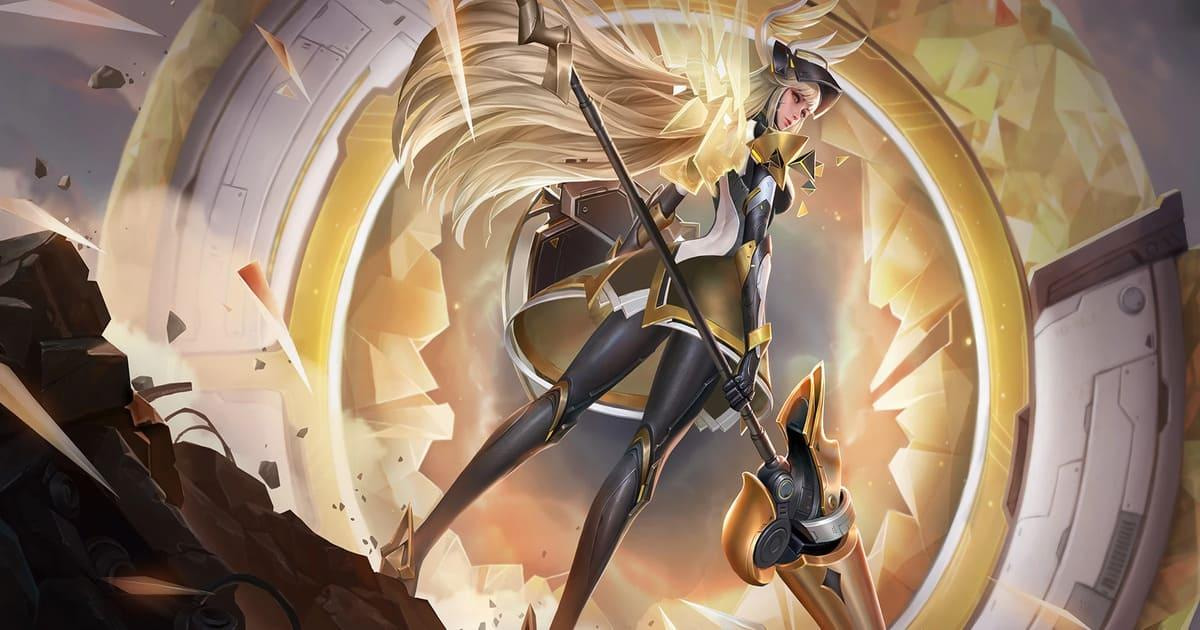 Athena hero fighter Honor of Kings dengan tombak, siap bertarung dan memimpin tim di medan perang, menampilkan skill dan build terbaik.