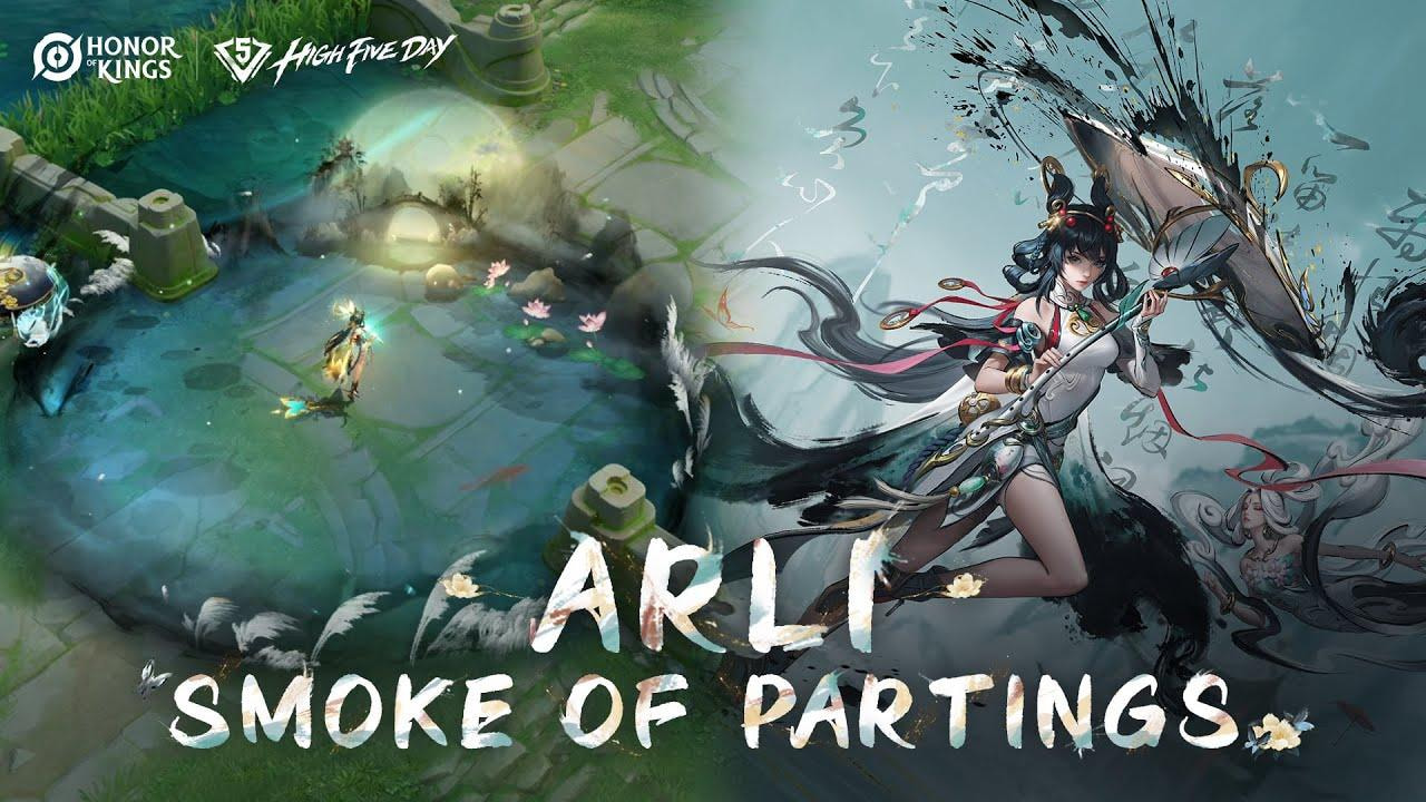 Tampilan skin Flawless Arli Smoke of Partings di event Martial Mural Wish Honor of Kings dengan efek visual artistik dan animasi elegan