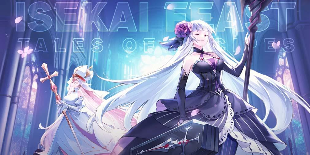 Ilustrasi karakter anime bertema makanan di game Isekai Feast: Tales of Recipes dengan latar dunia fantasi kuliner yang penuh warna dan petualangan.